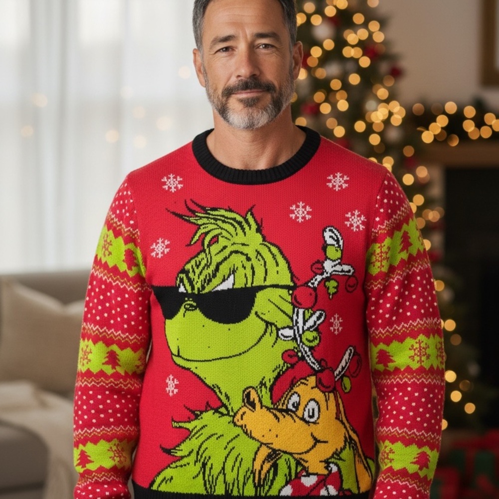 Dr. Seuss The‎ Grinch Ugly Christmas Sweater men’s Size M